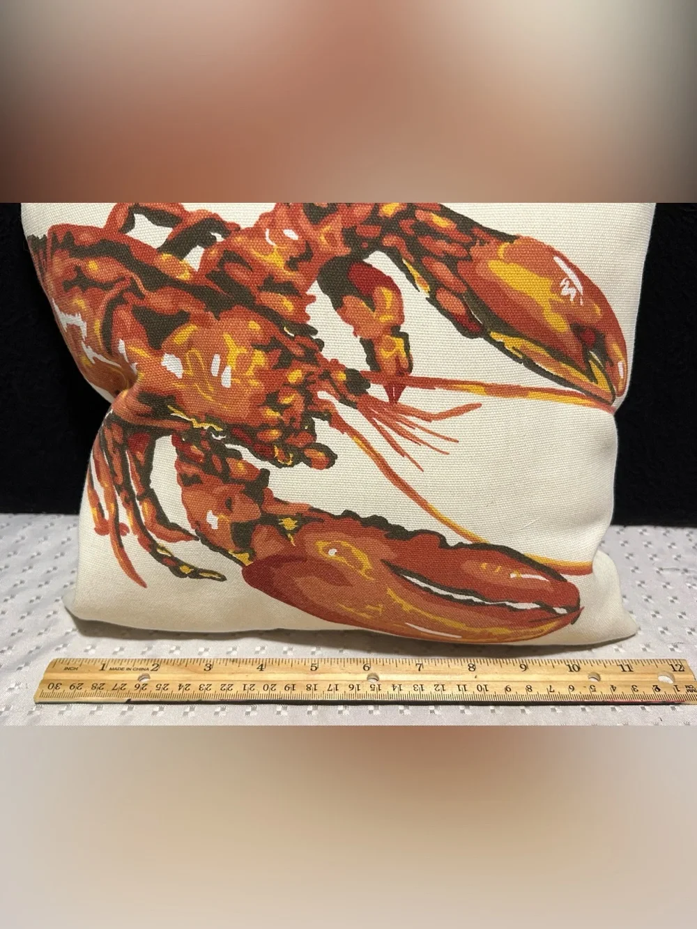 Pottery Barn Outdoor/Indoor Decorative Pillow Lobster Pattern 12 x 12